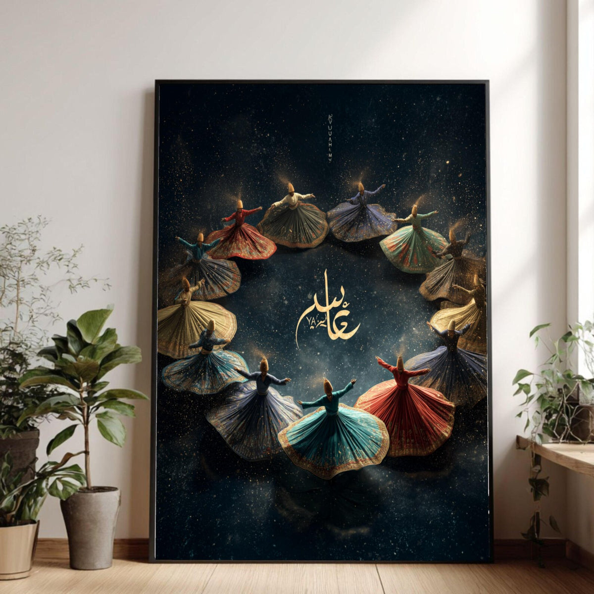 Whirling Dervishes Dance Canvas, Sufi Spiritual Art, Mystic Movement Wall Decor