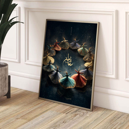 Whirling Dervishes Dance Canvas, Sufi Spiritual Art, Mystic Movement Wall Decor