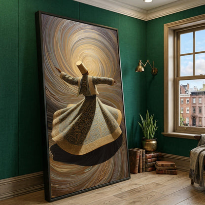 Whirling Dervish Dance Canvas, Spiritual Sufi Art, Middle Eastern Wall Decor