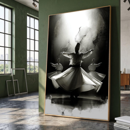 Sufi Spirituality Canvas, Black and White Wall Art