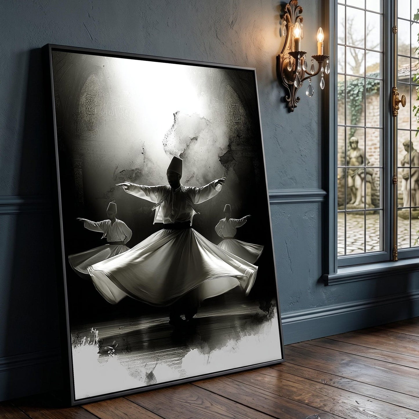 Sufi Spirituality Canvas, Black and White Wall Art