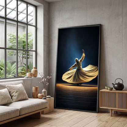 Whirling Dervish Dance Canvas, Sufi Spiritual Mystical Art, Ethnic Cultural