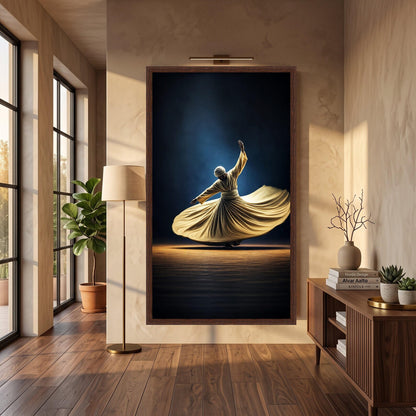 Whirling Dervish Dance Canvas, Sufi Spiritual Mystical Art, Ethnic Cultural
