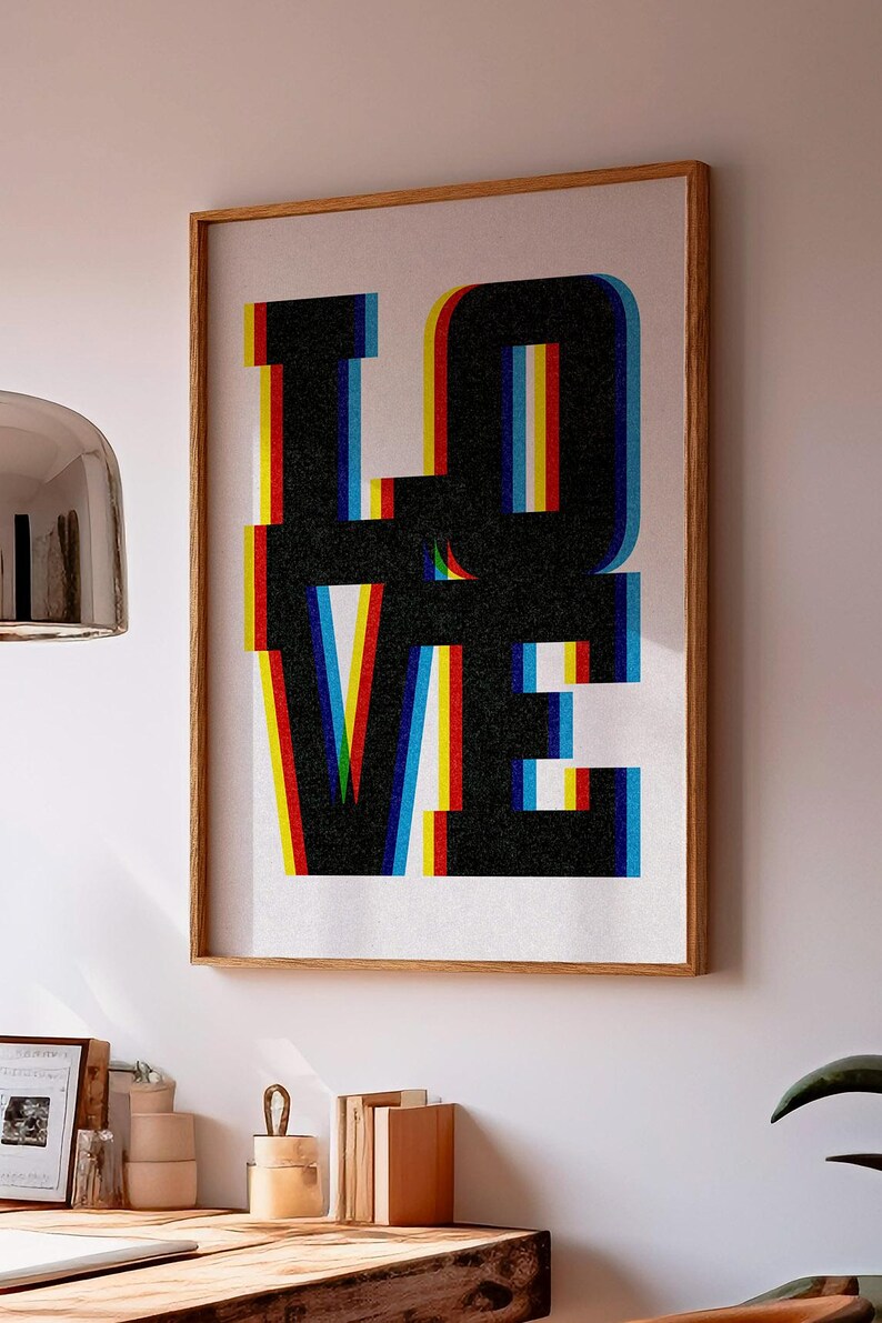 Retro Love Typography Art