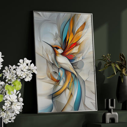 Colorful Abstract Hummingbird Wall Art