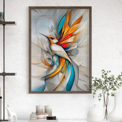 Colorful Abstract Hummingbird Wall Art
