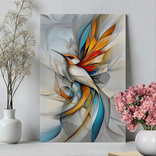 Colorful Abstract Hummingbird Wall Art