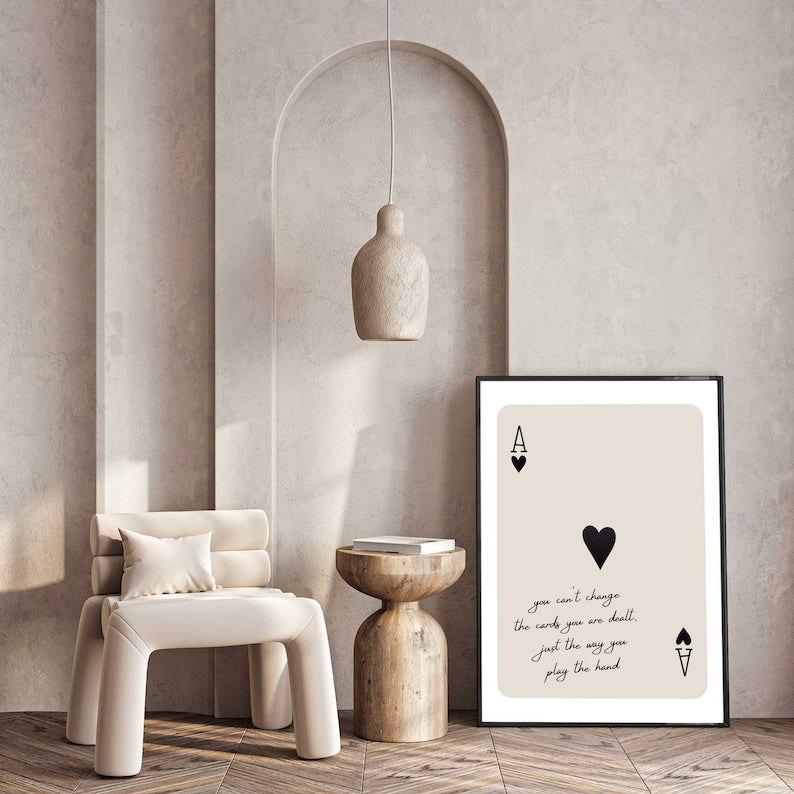 The Cards That Are Dealt Ace of Hearts Motivational Quote Frame