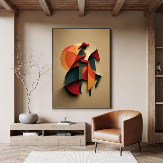 Modern Cowgirl Horse Print: Abstract Geometric Western Wall Art
