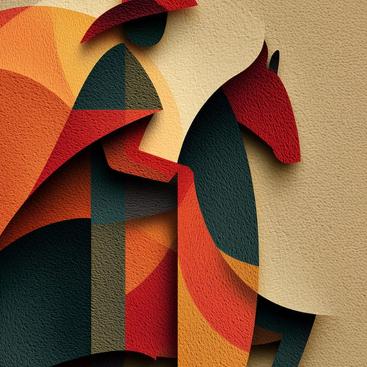 Modern Cowgirl Horse Print: Abstract Geometric Western Wall Art