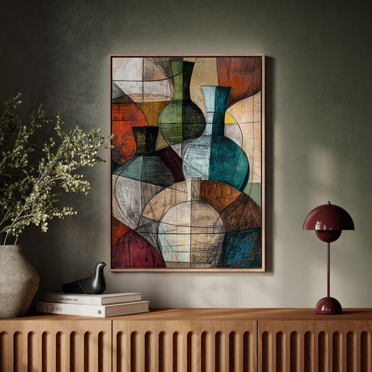 Colorful Abstract Vases | Modern Cubist Still Life Art