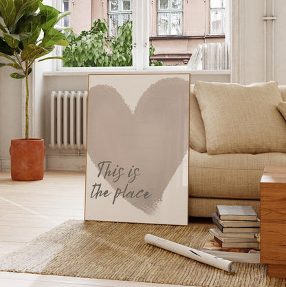Neutral Heart Typography, 'This is the Place' Quote