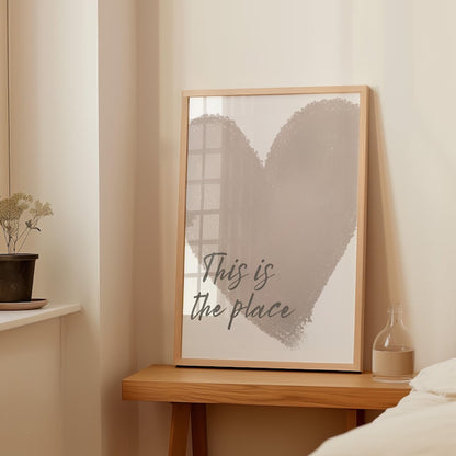 Neutral Heart Typography, 'This is the Place' Quote