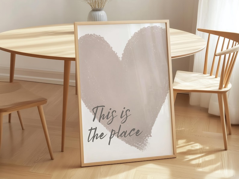 Neutral Heart Typography, 'This is the Place' Quote