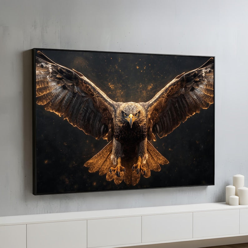 Golden Shaheen in Flight Canvas Wall Art Frame