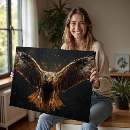 Golden Shaheen in Flight Canvas Wall Art Frame
