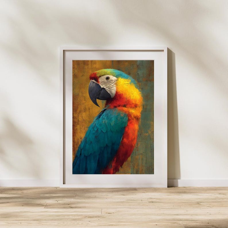 Colorful Macaw Parrot Wall Art | Vibrant Abstract