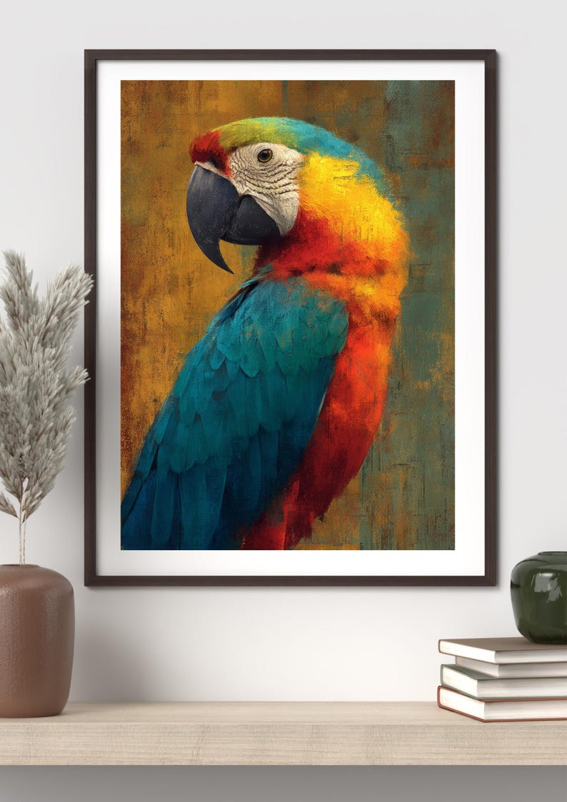 Colorful Macaw Parrot Wall Art | Vibrant Abstract