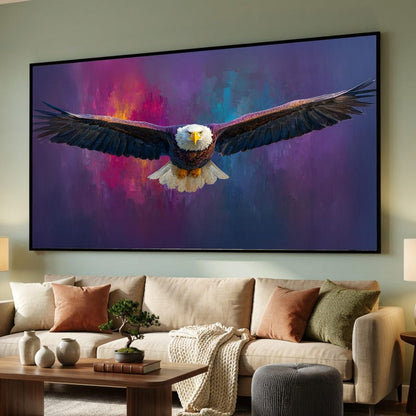 Majestic Bald Eagle in Flight Canvas Wall Art Frame