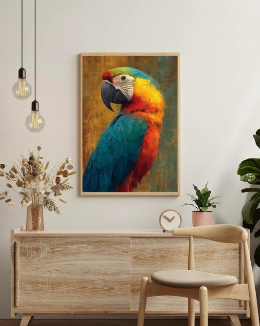 Colorful Macaw Parrot Wall Art | Vibrant Abstract