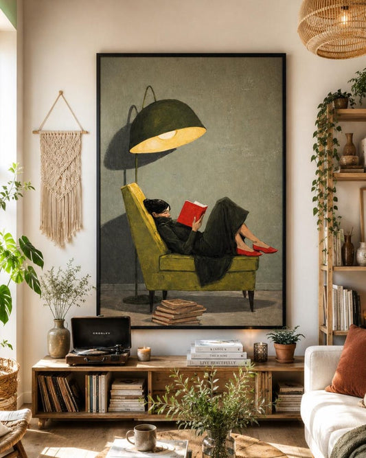 Cozy Reading Moment Canvas Wall Art