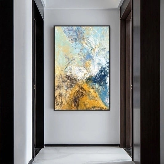 Gold and Blue Abstract Painting