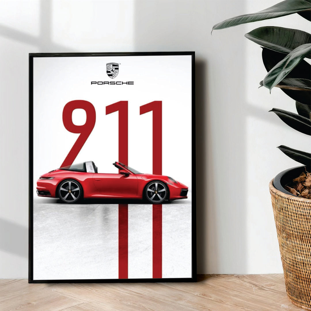 PORSCHE 911 Red - Wall Art