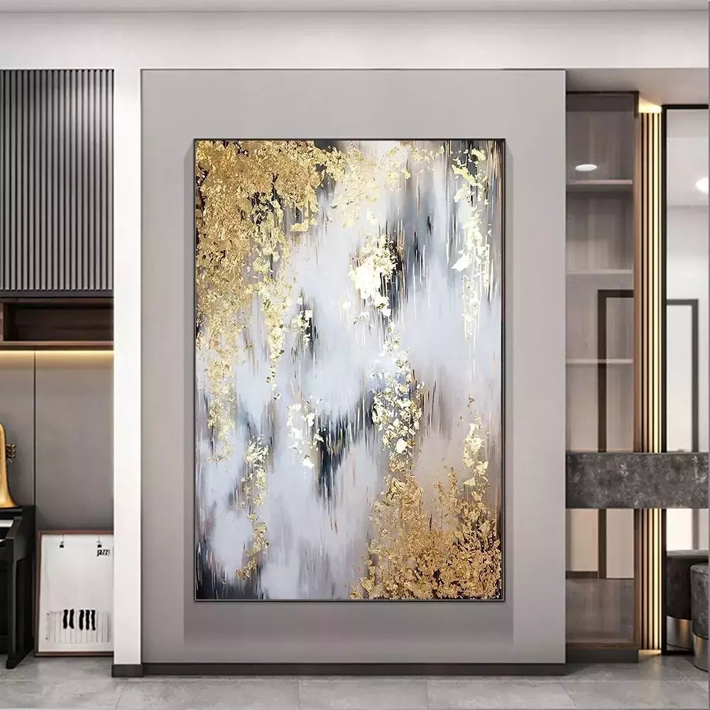 Abstract Golden Rain Painting