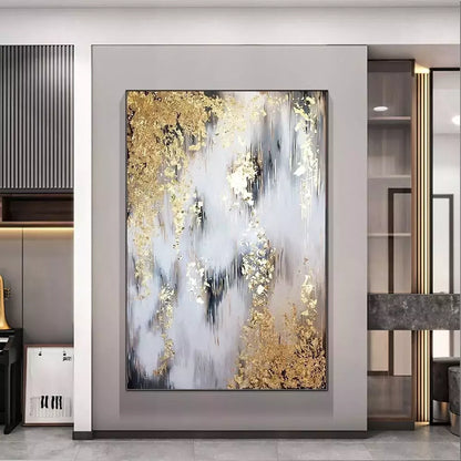 Abstract Golden Rain Painting