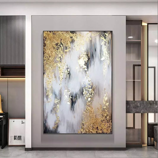 Abstract Golden Rain Painting