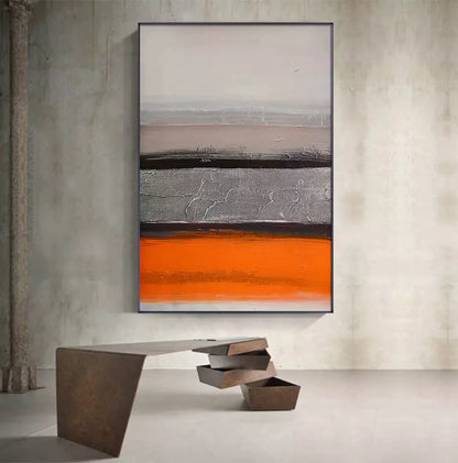 Orange and Gray Minimalist Abstract Painting