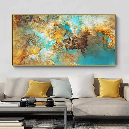 Turquoise and Gold Abstract Decorative Frame