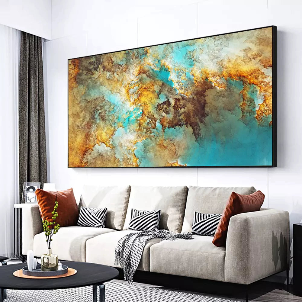 Turquoise and Gold Abstract Decorative Frame