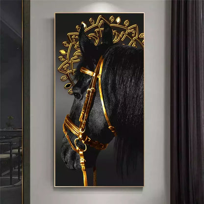 Black and Gold Horse Decorative Frame