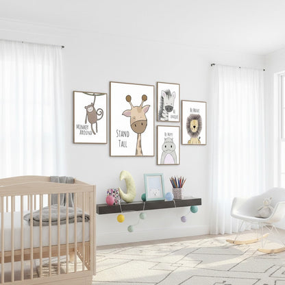 FIVE ANIMALS QUOTE ART – 5 PANEL SET – KIDS-QUOTE WALL ART