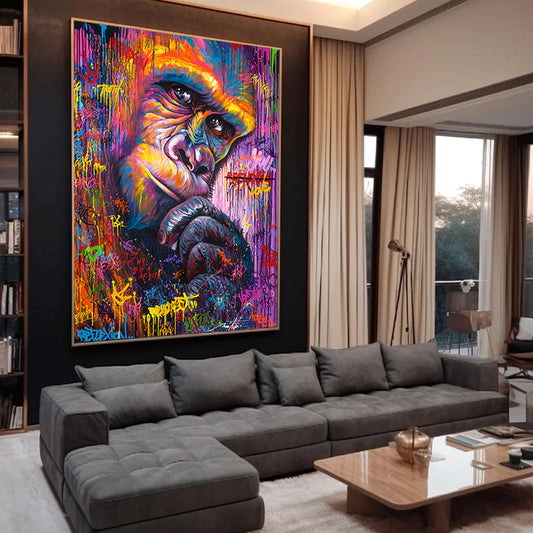 Decorative Frame Colorful Graffiti Gorilla