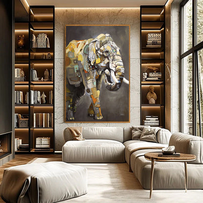 Colorful Fragmented Elephant Painting